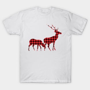 Buffalo Plaid Christmas Reindeer T-Shirt